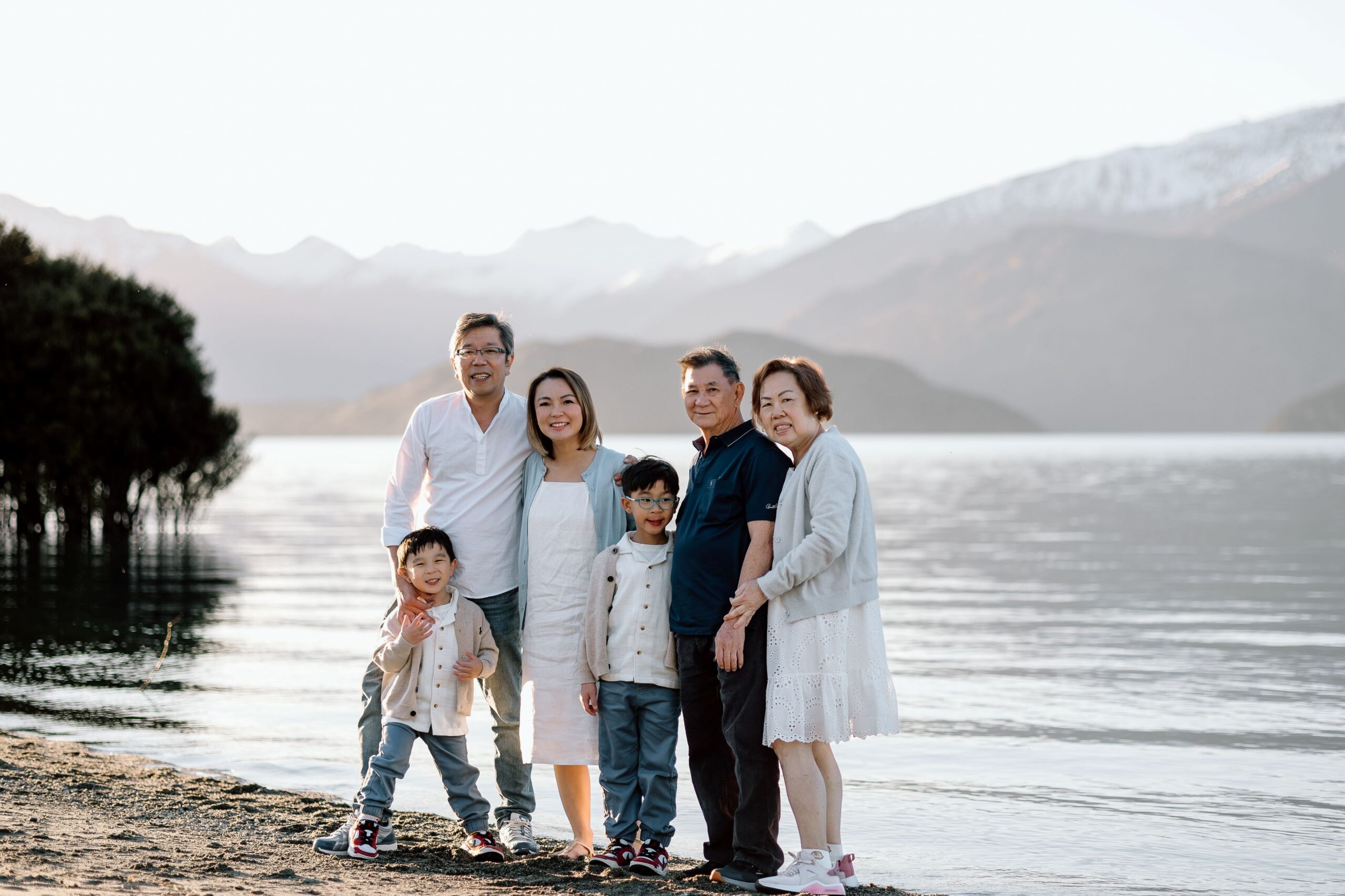 Signapore Family in Wanaka during their family photoshoot while travelling New Zealand