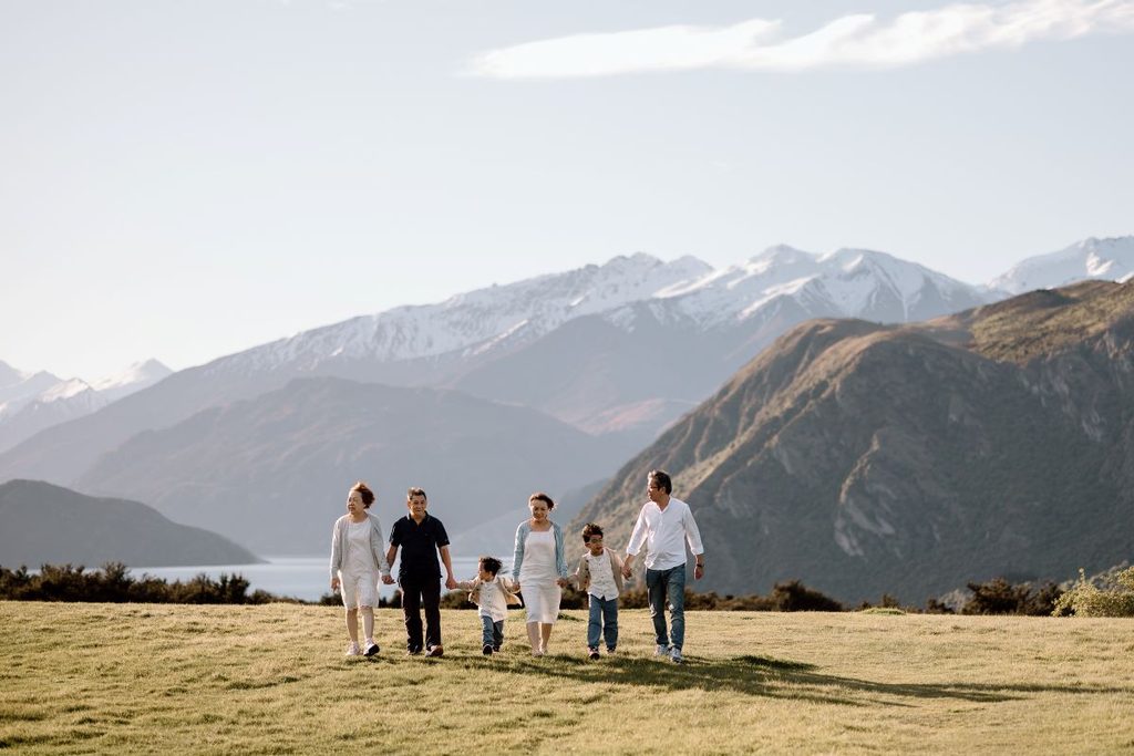 Singapore family during their trip in New Zealand having a family photoshoot in Wanaka